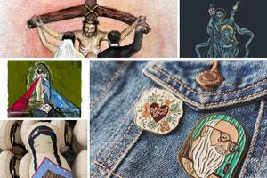 Clockwise from top left, the arts and crafts of Leanne Bowen, Chris Lewis, Rakhi McCormick, Erin Marek and Annie Vaeth has gained popularity due to its faith- and saint focus. Clockwise from top left, the arts and crafts of Leanne Bowen, Chris Lewis, Rakhi McCormick, Erin Marek and Annie Vaeth has gained popularity due to its faith- and saint focus.