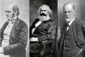(L-R) Charles Darwin, Karl Marx, and Sigmund Freud. (L-R) Charles Darwin, Karl Marx, and Sigmund Freud.