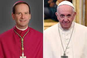 Bishop Michael F. Burbidge of Arlington (l) and Pope Francis Bishop Michael F. Burbidge of Arlington (l) and Pope Francis