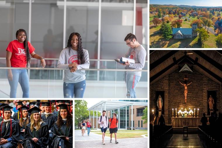 Clockwise from top left: Donnelly College, Thomas Aquinas College East, Wyoming Catholic College, the University of Dallas and the Augustine Institute are among the faithfully Catholic colleges that are featured in our annual ‘Catholic Identity College Guide.’ Clockwise from top left: Donnelly College, Thomas Aquinas College East, Wyoming Catholic College, the University of Dallas and the Augustine Institute are among the faithfully Catholic colleges that are featured in our annual ‘Catholic Identity College Guide.’