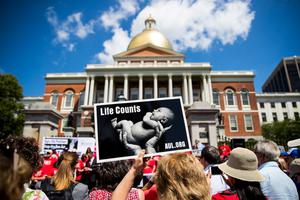 Massachusetts Citizens for Life hold during a rally outside the Massachusetts Statehouse on June 17, 2019 in Boston, Massachusetts. Massachusetts Citizens for Life hold during a rally outside the Massachusetts Statehouse on June 17, 2019 in Boston, Massachusetts.