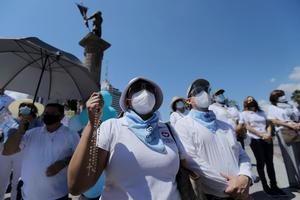 Pro-life activists shout slogans during a demonstration to protest the decriminalization of abortion at Macroplaza on September 12, 2021 in Monterrey, Mexico. Pro-life activists shout slogans during a demonstration to protest the decriminalization of abortion at Macroplaza on September 12, 2021 in Monterrey, Mexico.