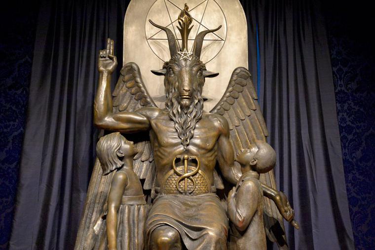 A statue Baphomet stands in the Satanic Temple in Salem, Massachusetts, on Oct. 8, 2019. Leaders of the temple have said that the Religious Freedom Restoration Act entitles its members to have access to abortifacients. A statue Baphomet stands in the Satanic Temple in Salem, Massachusetts, on Oct. 8, 2019. Leaders of the temple have said that the Religious Freedom Restoration Act entitles its members to have access to abortifacients.