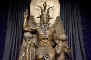 A statue Baphomet stands in the Satanic Temple in Salem, Massachusetts, on Oct. 8, 2019. Leaders of the temple have said that the Religious Freedom Restoration Act entitles its members to have access to abortifacients. A statue Baphomet stands in the Satanic Temple in Salem, Massachusetts, on Oct. 8, 2019. Leaders of the temple have said that the Religious Freedom Restoration Act entitles its members to have access to abortifacients.