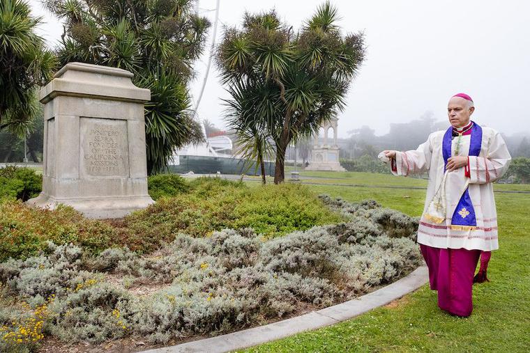 Archbishop Cordileone performs an exorcism at Golden Gate Park in San Francisco, Calif. Archbishop Cordileone performs an exorcism at Golden Gate Park in San Francisco, Calif.