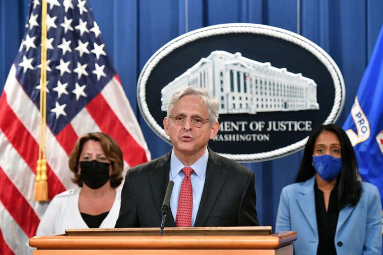 U.S. Attorney General Merrick Garland (c), Deputy Attorney General Lisa O. Monaco (l) and Associate Attorney General Vanita Gupta (r) hold a news conference to announce a lawsuit against Texas at the Department of Justice in Washington on Sept. 9. U.S. Attorney General Merrick Garland (c), Deputy Attorney General Lisa O. Monaco (l) and Associate Attorney General Vanita Gupta (r) hold a news conference to announce a lawsuit against Texas at the Department of Justice in Washington on Sept. 9.