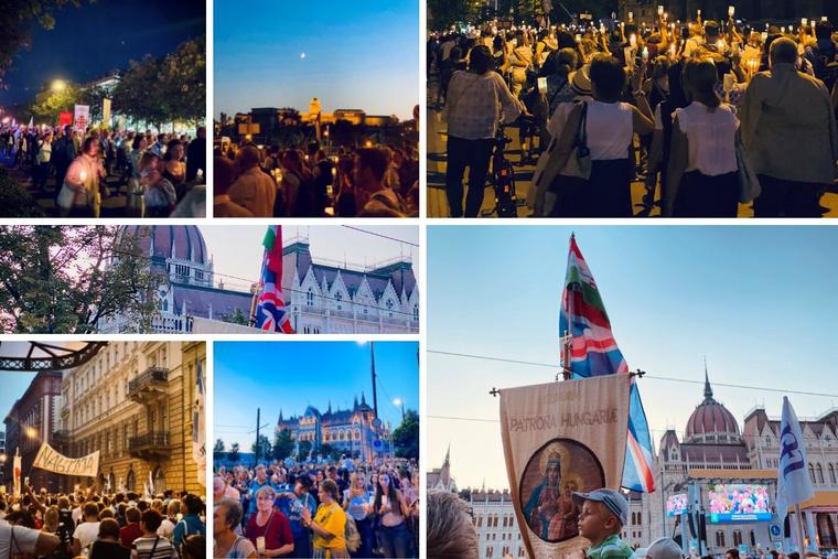 The candlelight Eucharistic procession took place Sept. 11, drawing the faithful to the streets of Budapest, Hungary. The candlelight Eucharistic procession took place Sept. 11, drawing the faithful to the streets of Budapest, Hungary.