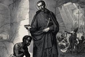 “Saint Peter Claver.” Engraving by J. Vitta after P. Gagliardi “Saint Peter Claver.” Engraving by J. Vitta after P. Gagliardi