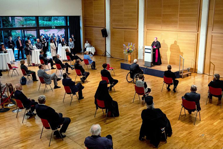Georg Bätzing, Chairman of the German Bishops' Conference, addresses the annual reception of the German Bishops in Berlin on Sept. 27. Georg Bätzing, Chairman of the German Bishops' Conference, addresses the annual reception of the German Bishops in Berlin on Sept. 27.