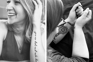 (L) Catherine Huss and (R) Theresa Zoe Williams showcase faith-inspired tattoos. (L) Catherine Huss and (R) Theresa Zoe Williams showcase faith-inspired tattoos.