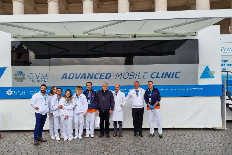 A mobile health clinic in St. Peter’s Square on Oct. 25, 2021. A mobile health clinic in St. Peter’s Square on Oct. 25, 2021.