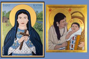 St. Kateri and the Madonna and Child are among the icons written by Canadian Andre Prevost. St. Kateri and the Madonna and Child are among the icons written by Canadian Andre Prevost.