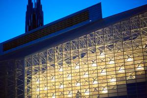 The exterior of Christ Cathedral in Orange, California, at night. The exterior of Christ Cathedral in Orange, California, at night.