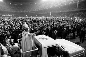 Pope St. John Paul II arrives Oct. 4, 1979, at old Yankee Stadium in New York City. Pope St. John Paul II arrives Oct. 4, 1979, at old Yankee Stadium in New York City.