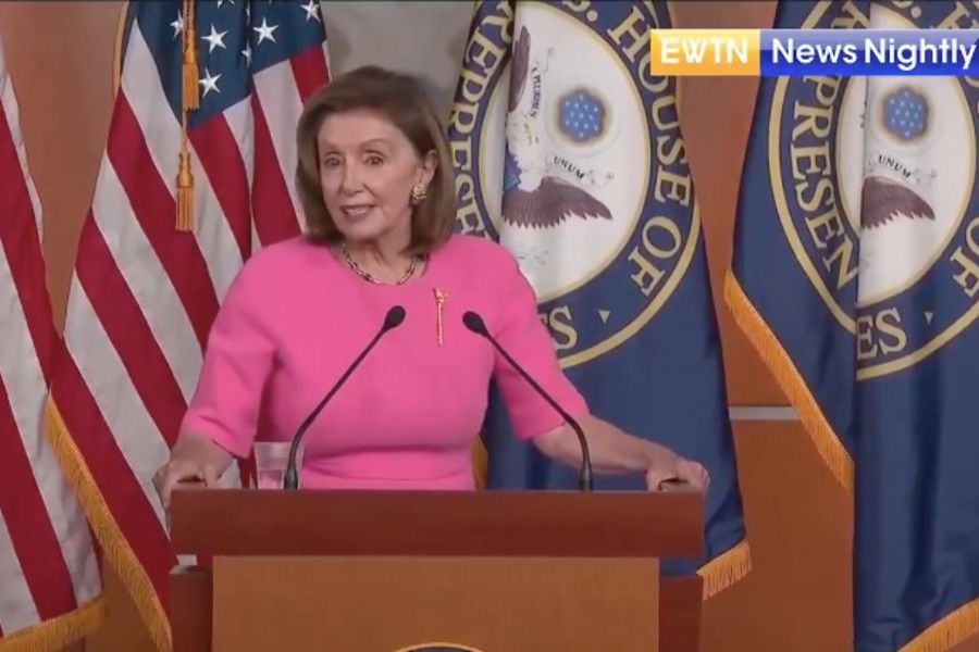 Speaker Nancy Pelosi (D-Calif.) at a Capitol press briefing, Sept. 23, 2021. Speaker Nancy Pelosi (D-Calif.) at a Capitol press briefing, Sept. 23, 2021.