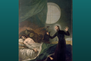 Painting of St. Francis Borgia performing an exorcism, as depicted by Francisco de Goya. Painting of St. Francis Borgia performing an exorcism, as depicted by Francisco de Goya.