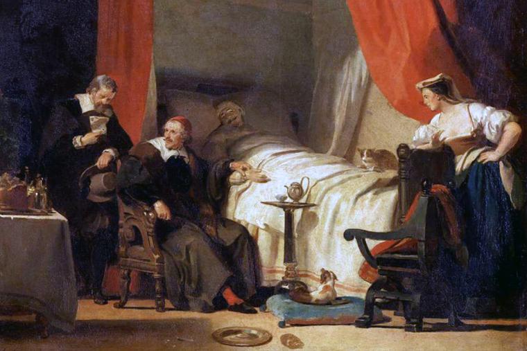 Alexandre-Évariste Fragonard, “Cardinal Mazarin at the Deathbed of Eustache Le Sueur” Alexandre-Évariste Fragonard, “Cardinal Mazarin at the Deathbed of Eustache Le Sueur”