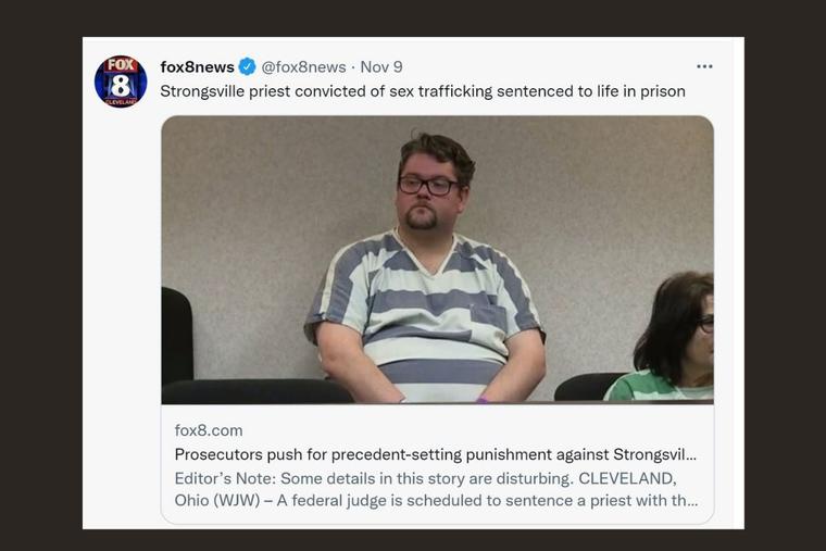 On Nov. 9, Father Robert McWilliams was sentenced to life in prison on convictions of sex trafficking of youths under 18, child pornography and sexual exploitation of children. On Nov. 9, Father Robert McWilliams was sentenced to life in prison on convictions of sex trafficking of youths under 18, child pornography and sexual exploitation of children.