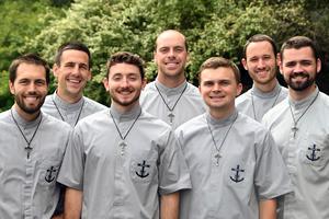 Seven members of the Brotherhood of Hope professed or renewed their temporary vows in a July 31 ceremony: Brother Joseph McBride, Brother Brennan Robinson, Brother Brandt Haglund, Brother Matthew Warnez, Brother Austin Riordan, Brother Martin Buganski and Brother Patrick Stucker. Seven members of the Brotherhood of Hope professed or renewed their temporary vows in a July 31 ceremony: Brother Joseph McBride, Brother Brennan Robinson, Brother Brandt Haglund, Brother Matthew Warnez, Brother Austin Riordan, Brother Martin Buganski and Brother Patrick Stucker.
