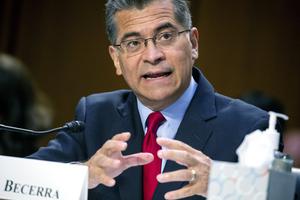 Secretary of Health and Human Services Xavier Becerra testifies at a hearing, Thursday, Sept. 30, 2021, on Capitol Hill in Washington.