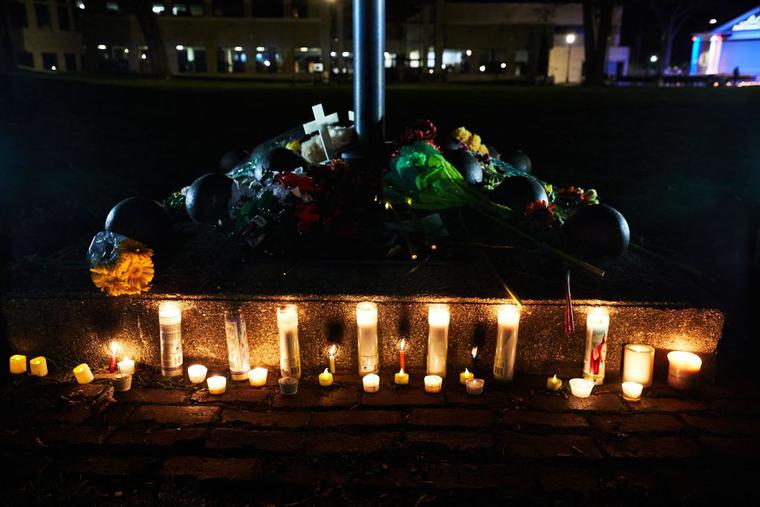 A makeshift memorial is pictured in Cutler Park in Waukesha, Wisconsin on November 22, 2021, the day after a vehicle drove through a Christmas parade killing five people. A makeshift memorial is pictured in Cutler Park in Waukesha, Wisconsin on November 22, 2021, the day after a vehicle drove through a Christmas parade killing five people.
