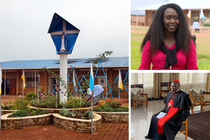 Clockwise from Left: Statue of Our Lady of Kibeho at place of apparitions of the Blessed Virgin Mary and Jesus Christ, Kibeho, Rwanda, Immaculée Ilibagiza, and Cardinal Antoine Kambanda, archbishop of Kigali, Rwanda. Clockwise from Left: Statue of Our Lady of Kibeho at place of apparitions of the Blessed Virgin Mary and Jesus Christ, Kibeho, Rwanda, Immaculée Ilibagiza, and Cardinal Antoine Kambanda, archbishop of Kigali, Rwanda.