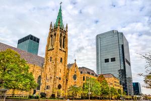 The Cathedral of St. John the Evangelist is located in downtown Cleveland. The Cathedral of St. John the Evangelist is located in downtown Cleveland.