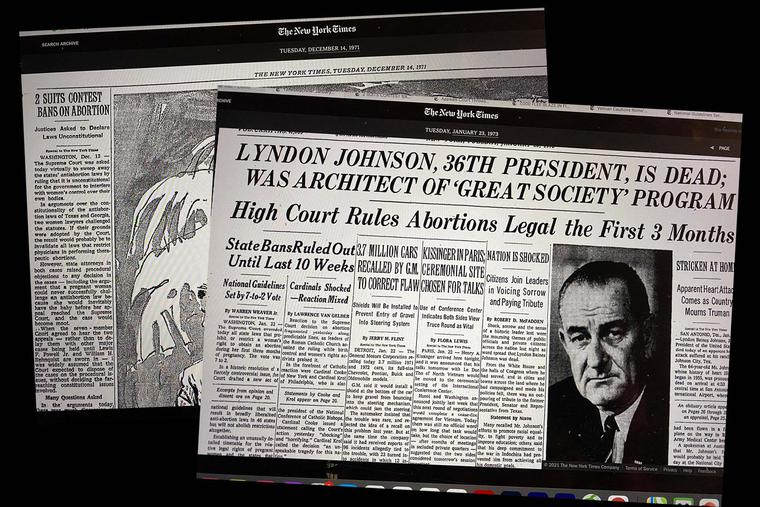 New York Times headlines from Dec. 14, 1971 (l) and Jan. 23, 1973 New York Times headlines from Dec. 14, 1971 (l) and Jan. 23, 1973