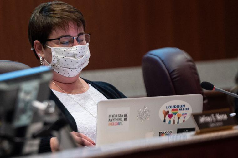 Loudoun County Public Schools (LCPS) school board member Brenda Sheridan looks at her laptop durning a public school board meeting in Ashburn, Virginia on Oct. 12. Loudoun county school board meetings attracted nationwide attention in 2021 with parents clashing with board members over transgender issues and the teaching of critical race theory (CRT). Loudoun County Public Schools (LCPS) school board member Brenda Sheridan looks at her laptop durning a public school board meeting in Ashburn, Virginia on Oct. 12. Loudoun county school board meetings attracted nationwide attention in 2021 with parents clashing with board members over transgender issues and the teaching of critical race theory (CRT).