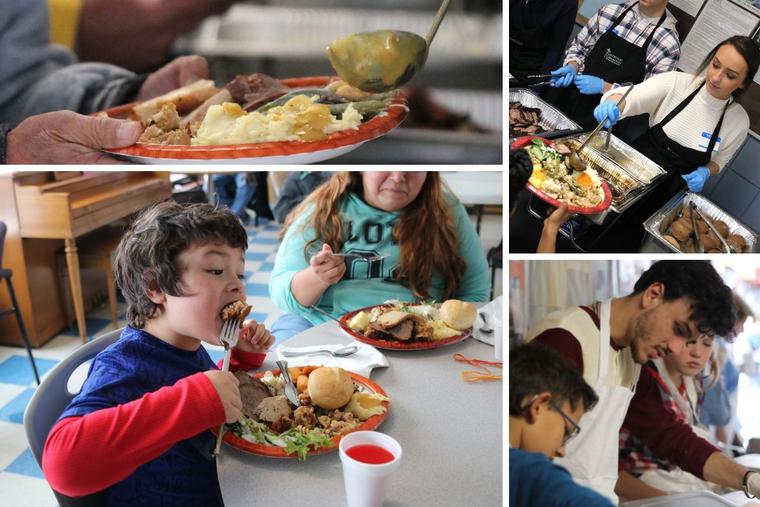 Volunteers serve a meal enjoyed by participants at Samaritan House, run by Catholic Charities of Denver. Volunteers serve a meal enjoyed by participants at Samaritan House, run by Catholic Charities of Denver.