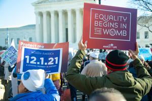 Pro-life community rally outside the Supreme Court as the court revisits 'Roe v. Wade' in Washington, D.C. on December 1, 2021 Pro-life community rally outside the Supreme Court as the court revisits 'Roe v. Wade' in Washington, D.C. on December 1, 2021