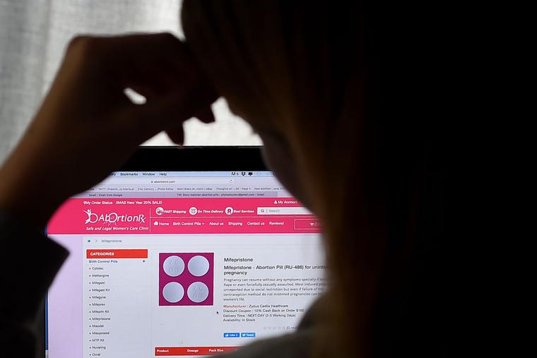 In this photo illustration, a person looks at an Abortion Pill (RU-486) for unintended pregnancy from Mifepristone displayed on a computer on May 8, 2020, in Arlington, Virginia. In this photo illustration, a person looks at an Abortion Pill (RU-486) for unintended pregnancy from Mifepristone displayed on a computer on May 8, 2020, in Arlington, Virginia.