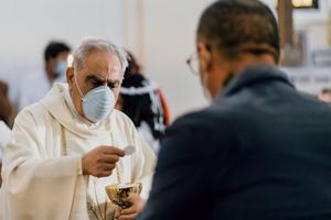 Catholics gathering for in-person ministry activities are now required to wear a mask and practice social distancing. Catholics gathering for in-person ministry activities are now required to wear a mask and practice social distancing.