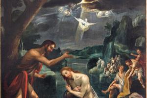 Above is the central panel of the Baptism of Christ triptych in the Church of Our Lady Across the Dyle in Mechelen, Belgium. Above is the central panel of the Baptism of Christ triptych in the Church of Our Lady Across the Dyle in Mechelen, Belgium.