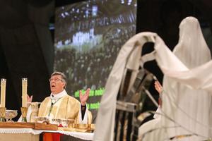 Former Archbishop of Paris Michel Aupetit leads a mass which brought together 9000 pilgrims in the Pie X basilica to commemorate the Assumption of the Virgin Mary on August 15, 2021 in Lourdes, southern France. Former Archbishop of Paris Michel Aupetit leads a mass which brought together 9000 pilgrims in the Pie X basilica to commemorate the Assumption of the Virgin Mary on August 15, 2021 in Lourdes, southern France.