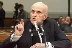 Catholic priest and former Congressman Father Robert J. Drinan testifies before the House Judiciary impeachment inquiry Dec. 8, 1998 on Capitol Hill in Washington, DC. Catholic priest and former Congressman Father Robert J. Drinan testifies before the House Judiciary impeachment inquiry Dec. 8, 1998 on Capitol Hill in Washington, DC.