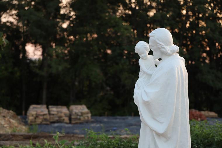 A statue of St. Joseph and the Christ Child on the grounds of the Carmel of Jesus, Mary and Joseph in Fairfield, Pennsylvania A statue of St. Joseph and the Christ Child on the grounds of the Carmel of Jesus, Mary and Joseph in Fairfield, Pennsylvania