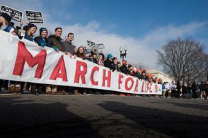 Thousands stand waiting to walk during the March for Life in Washington, D.C. January 2019. Thousands stand waiting to walk during the March for Life in Washington, D.C. January 2019.