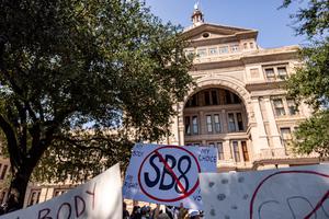 Pro-abortion activists protest SB 8 at the Texas State Capitol on Sept. 11, 2021, in Austin, Texas. Pro-abortion activists protest SB 8 at the Texas State Capitol on Sept. 11, 2021, in Austin, Texas.