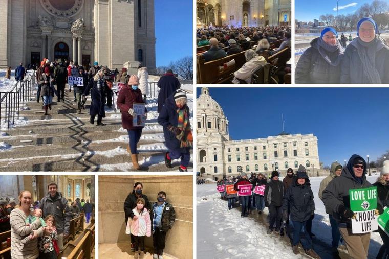 The cathedral prayer service and public support were part of the Jan. 22 event. Lower left: Kaity Gerten and family Lorena Cervantes with two of her children (the other was serving at the service) Lorena Cervantes with two of her children (the other was serving at the service) were in attendance. Upper right: Sister Advocata of the Servants of the Lord the Virgin of Matará is shown, at left, with Mother Faith. The cathedral prayer service and public support were part of the Jan. 22 event. Lower left: Kaity Gerten and family Lorena Cervantes with two of her children (the other was serving at the service) Lorena Cervantes with two of her children (the other was serving at the service) were in attendance. Upper right: Sister Advocata of the Servants of the Lord the Virgin of Matará is shown, at left, with Mother Faith.