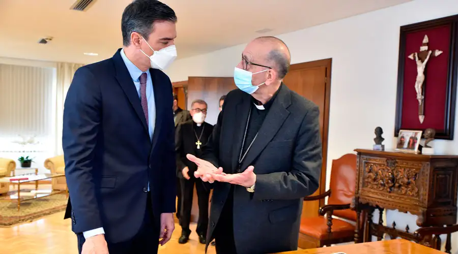 Spanish prime minister Pedro Sanchez meets with Cardinal Juan José Omella Jan. 24, 2022. Spanish prime minister Pedro Sanchez meets with Cardinal Juan José Omella Jan. 24, 2022.