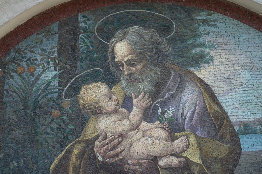 The relic of the holy cloak of St. Joseph at the Basilica di San Giuseppe al Trionfale in Rome The relic of the holy cloak of St. Joseph at the Basilica di San Giuseppe al Trionfale in Rome