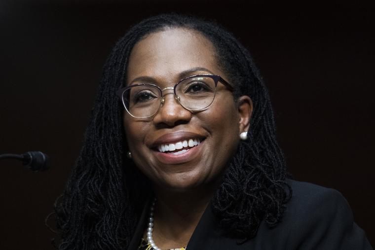 Ketanji Brown Jackson, then-nominee to be U.S. circuit judge for the District of Columbia Circuit, testifies during her Senate Judiciary Committee confirmation hearing on April 28, 2021, in Washington. President Biden announced her nomination to the U.S. Supreme Court on Feb. 25. Ketanji Brown Jackson, then-nominee to be U.S. circuit judge for the District of Columbia Circuit, testifies during her Senate Judiciary Committee confirmation hearing on April 28, 2021, in Washington. President Biden announced her nomination to the U.S. Supreme Court on Feb. 25.