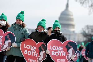 Pro-life groups arrive for the 2022 March for Life rally in protest of Roe v. Wade on Jan. 21 in Washington, D.C. Pro-life groups arrive for the 2022 March for Life rally in protest of Roe v. Wade on Jan. 21 in Washington, D.C.