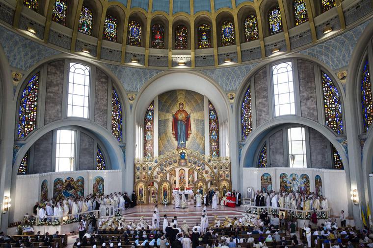 Metropolitan Archbishop of the Ukrainian Catholic Archeparchy of Philadelphia Borys Gudziak is enthroned at the Ukrainian Catholic Cathedral of the Immaculate Conception in Philadelphia, June 4, 2019. Since Russia's attack on Ukraine, the cathedral has become a place to pray for their friends and relatives in their former homeland and an end to hostilities. Metropolitan Archbishop of the Ukrainian Catholic Archeparchy of Philadelphia Borys Gudziak is enthroned at the Ukrainian Catholic Cathedral of the Immaculate Conception in Philadelphia, June 4, 2019. Since Russia's attack on Ukraine, the cathedral has become a place to pray for their friends and relatives in their former homeland and an end to hostilities.