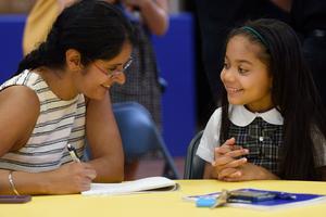 Allison Reyes-Rodriguez speaks with a journalist during a media preview at Our Lady Queen of Angels School on Aug. 20, 2015, in New York City. Allison was among 24 Catholic school children who were selected to meet with Pope Francis during his Sept. 25, 2015, visit to New York. Allison Reyes-Rodriguez speaks with a journalist during a media preview at Our Lady Queen of Angels School on Aug. 20, 2015, in New York City. Allison was among 24 Catholic school children who were selected to meet with Pope Francis during his Sept. 25, 2015, visit to New York.