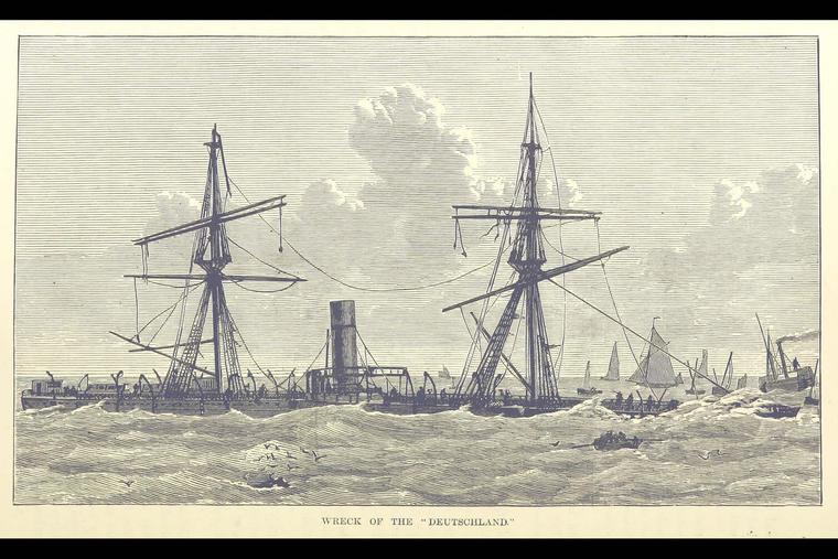 An illustration of the wreck of the SS Deutschland, from the 1887 book, ‘The Sea: its stirring story of adventure, peril & heroism’ An illustration of the wreck of the SS Deutschland, from the 1887 book, ‘The Sea: its stirring story of adventure, peril & heroism’