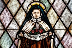 A stained-glass window of St. Thérèse of Lisieux is seen at St. Thérèse of Lisieux Catholic Church in Montauk, New York. A stained-glass window of St. Thérèse of Lisieux is seen at St. Thérèse of Lisieux Catholic Church in Montauk, New York.