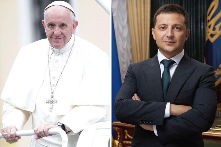 L to R: Pope Francis and President Volodymyr Zelenskyy; the Pope and president spoke March 22. L to R: Pope Francis and President Volodymyr Zelenskyy; the Pope and president spoke March 22.