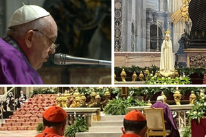 Pope Francis celebrates Mass on the Solemnity of the Annunciation inside St. Peter's Basilica on March 25, 2022. Pope Francis celebrates Mass on the Solemnity of the Annunciation inside St. Peter's Basilica on March 25, 2022.